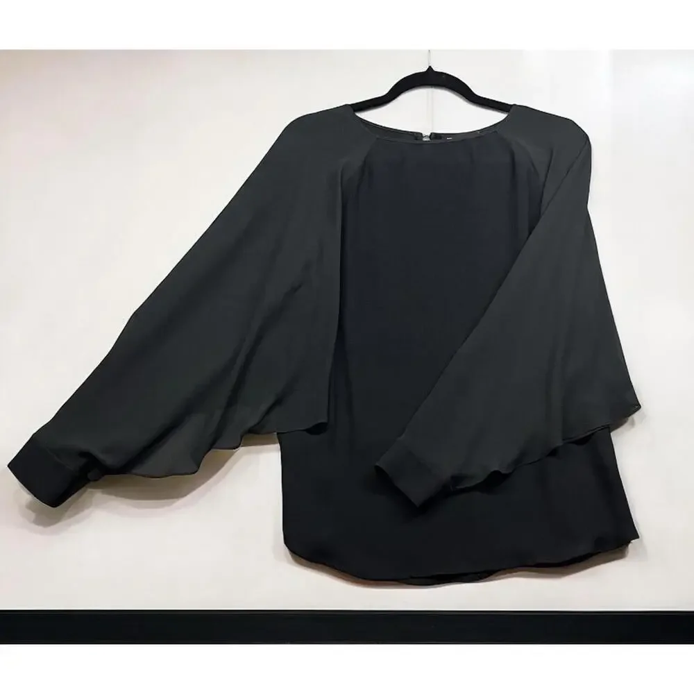Fifteen Twenty Long Sleeve Blouse Women XS Black Layered Bell Sleeves Night Out - Picture 3 of 12
